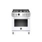 Bertazzoni Professional Series 30" 4 Brass Burners Bianco Freestanding Dual Fuel Range With 4.6 Cu.Ft. Electric Self-Clean Oven