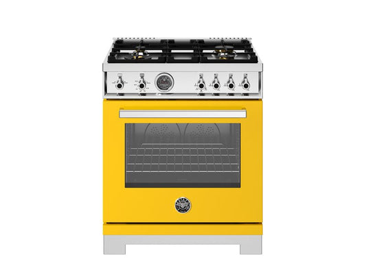 Bertazzoni Professional Series 30" 4 Brass Burners Giallo Freestanding All Gas Range With 4.7 Cu.Ft. Gas Oven