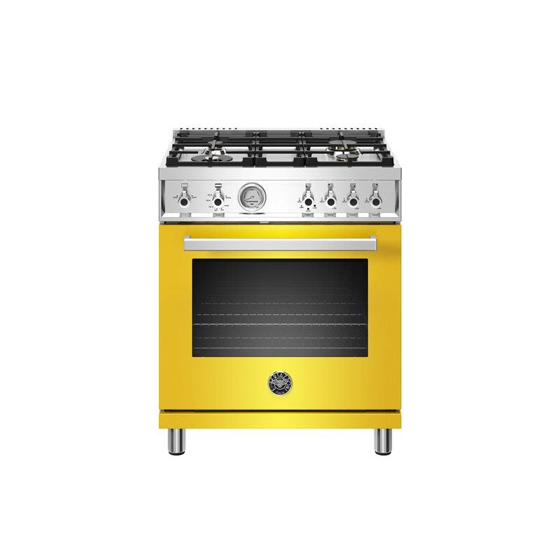 Bertazzoni Professional Series 30" 4 Brass Burners Giallo Freestanding All Gas Range With 4.7 Cu.Ft. Oven