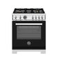 Bertazzoni Professional Series 30" 4 Brass Burners Nero Freestanding Propane Gas Range With 4.7 Cu.Ft. Gas Oven