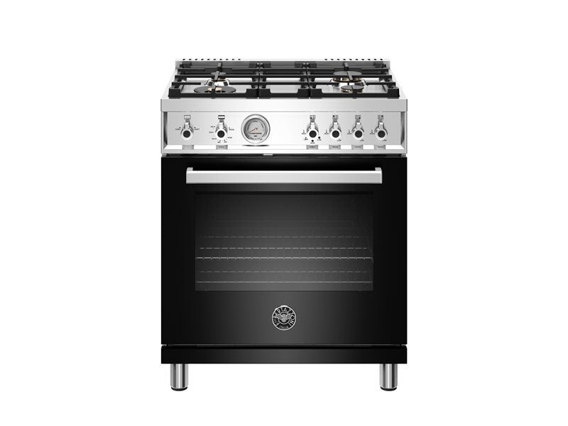 Bertazzoni Professional Series 30" 4 Brass Burners Nero Freestanding Propane Gas Range With 4.7 Cu.Ft. Oven