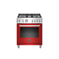 Bertazzoni Professional Series 30" 4 Brass Burners Rosso Freestanding All Gas Range With 4.7 Cu.Ft. Oven