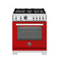 Bertazzoni Professional Series 30" 4 Brass Burners Rosso Freestanding Propane Gas Range With 4.7 Cu.Ft. Gas Oven
