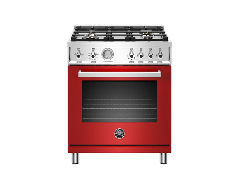 Bertazzoni Professional Series 30" 4 Brass Burners Rosso Freestanding Propane Gas Range With 4.7 Cu.Ft. Oven