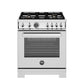 Bertazzoni Professional Series 30" 4 Brass Burners Stainless Steel Freestanding All Gas Range With 4.7 Cu.Ft. Gas Oven