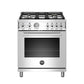 Bertazzoni Professional Series 30" 4 Brass Burners Stainless Steel Freestanding All Gas Range With 4.7 Cu.Ft. Oven