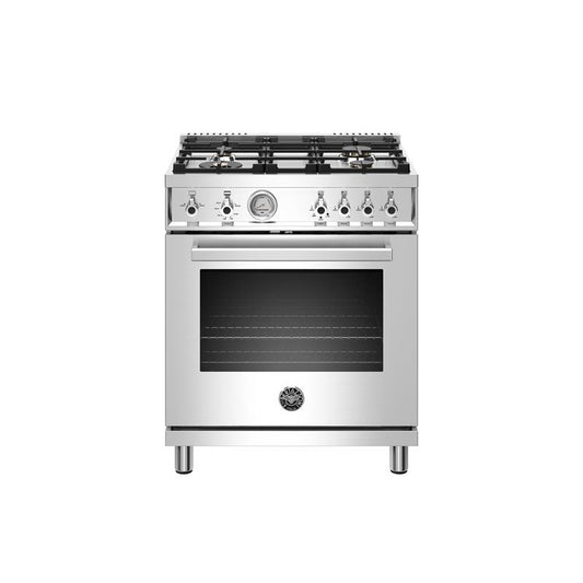 Bertazzoni Professional Series 30" 4 Brass Burners Stainless Steel Freestanding All Gas Range With 4.7 Cu.Ft. Oven