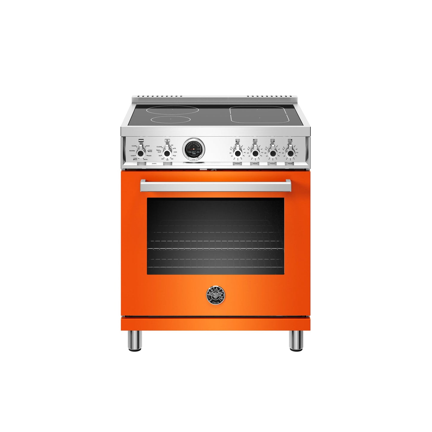 Bertazzoni Professional Series 30" 4 Heating Zones Arancio Freestanding Induction Range With 4.6 Cu.Ft. Electric Self-Clean Oven