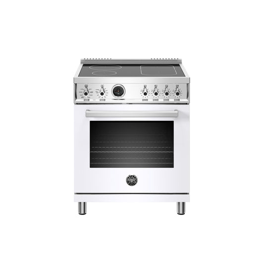 Bertazzoni Professional Series 30" 4 Heating Zones Bianco Freestanding Induction Range With 4.6 Cu.Ft. Electric Self-Clean Oven