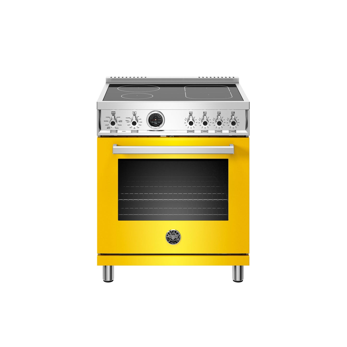 Bertazzoni Professional Series 30" 4 Heating Zones Giallo Freestanding Induction Range With 4.6 Cu.Ft. Electric Self-Clean Oven