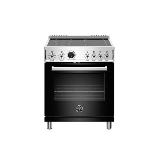 Bertazzoni Professional Series 30" 4 Heating Zones Nero Freestanding Induction Range With 4.6 Cu.Ft. Electric Self-Clean Oven