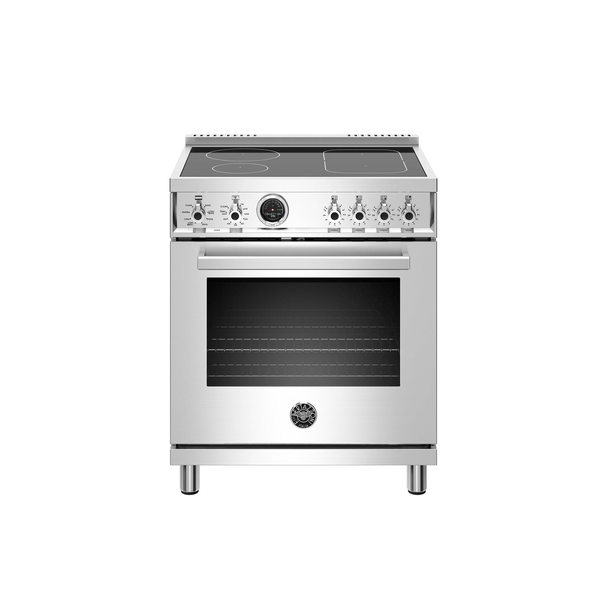 Bertazzoni Professional Series 30" 4 Heating Zones Stainless Steel Freestanding Induction Range With 4.6 Cu.Ft. Electric Self-Clean Oven