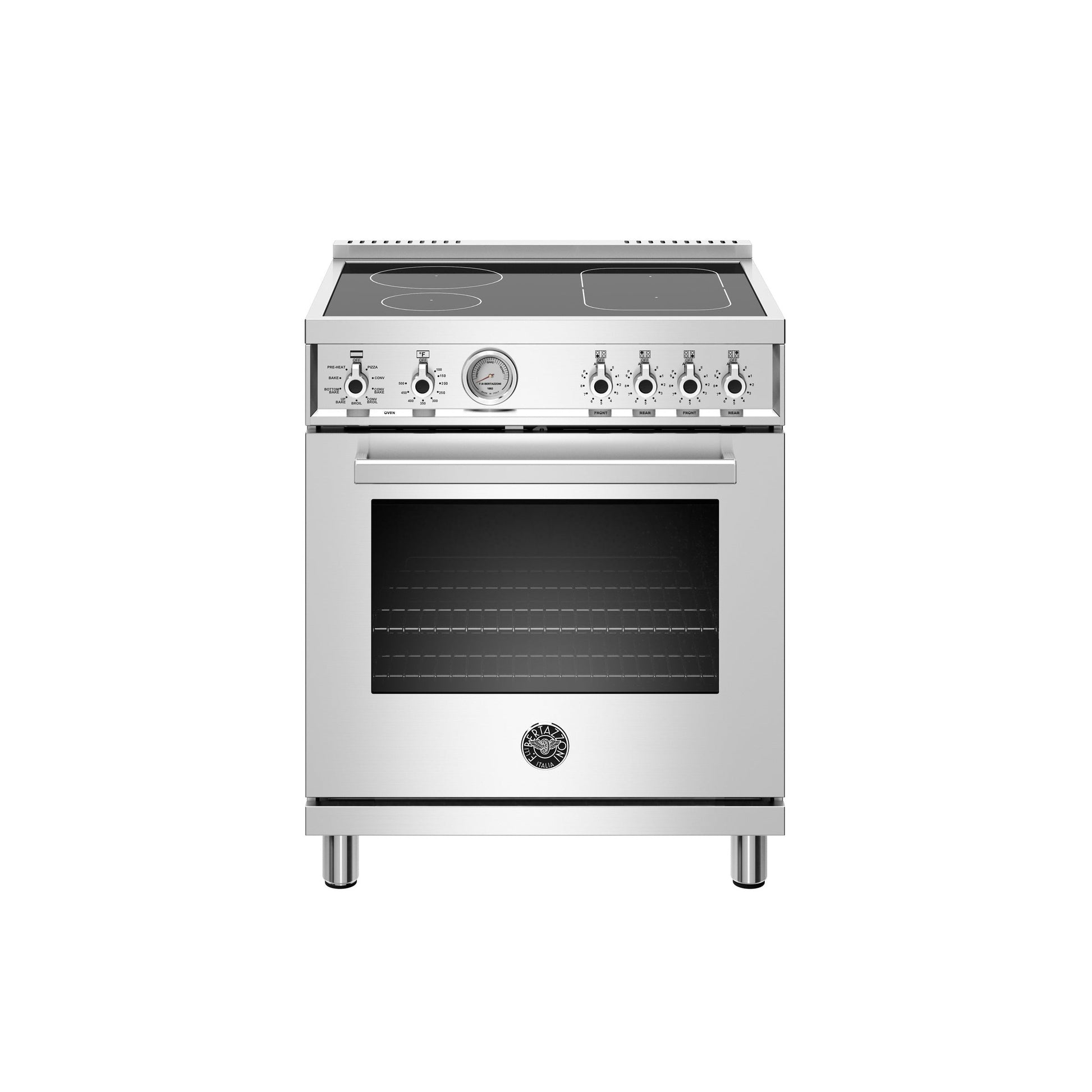 Bertazzoni Professional Series 30" 4 Heating Zones Stainless Steel Freestanding Induction Range With 4.7 Cu.Ft. Electric Oven