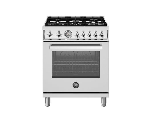 Bertazzoni Professional Series 30" 5 Aluminum Burners Stainless Steel Freestanding All Gas Range With 4.7 Cu.Ft. Oven