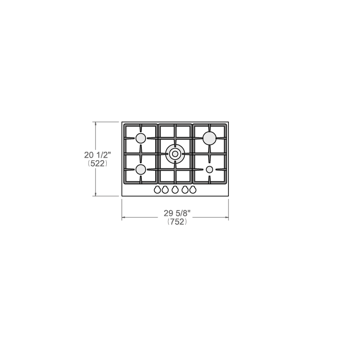 Bertazzoni Professional Series 30" 5 Aluminum Burners Stainless Steel Front Control Gas Cooktop