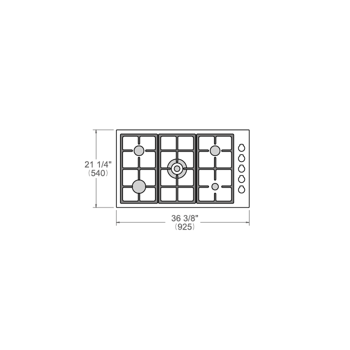 Bertazzoni Professional Series 36" 5 Brass Burners Stainless Steel Drop-in Gas Cooktop