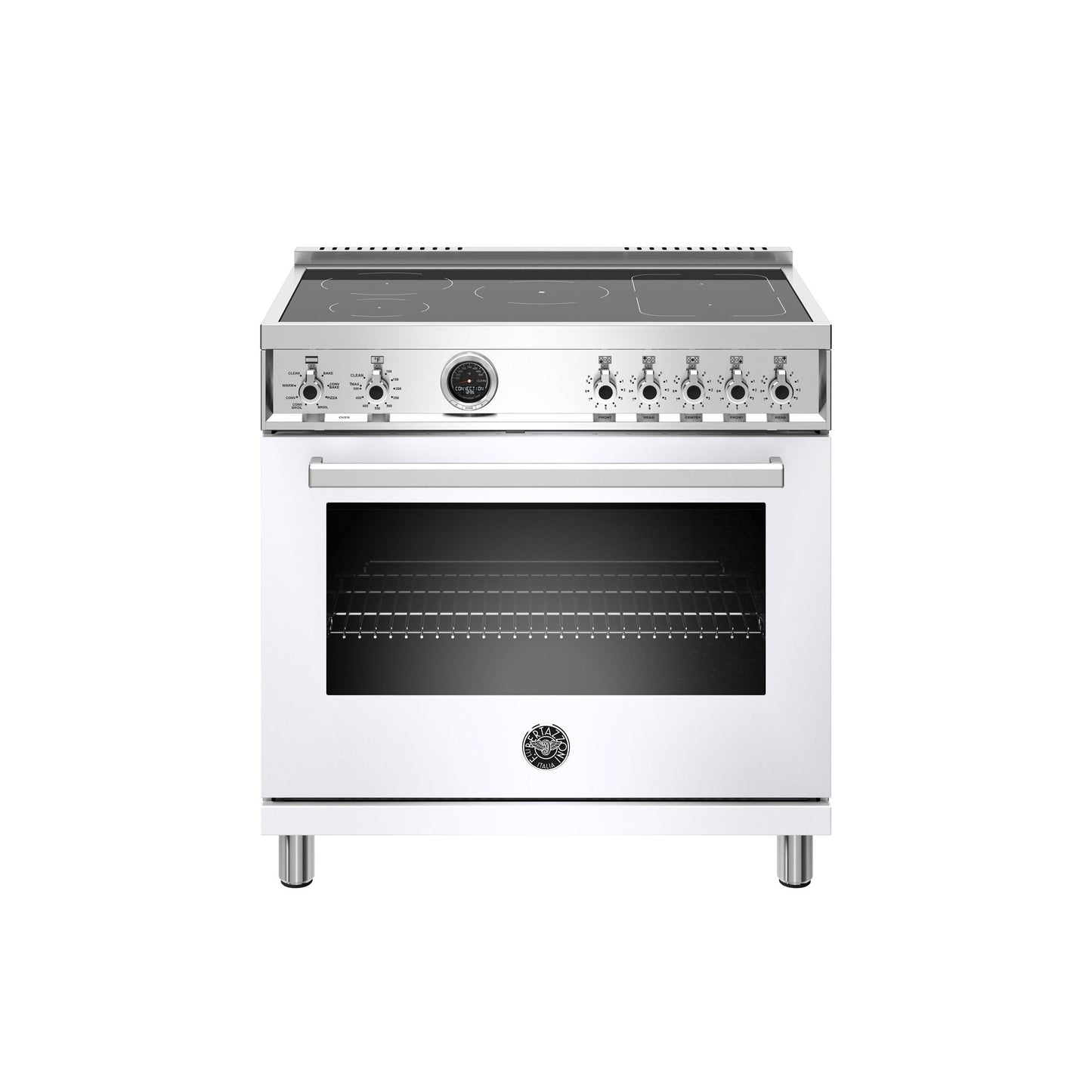 Bertazzoni Professional Series 36" 5 Heating Zones Bianco Freestanding Induction Range With 5.7 Cu.Ft. Electric Self-Clean Oven