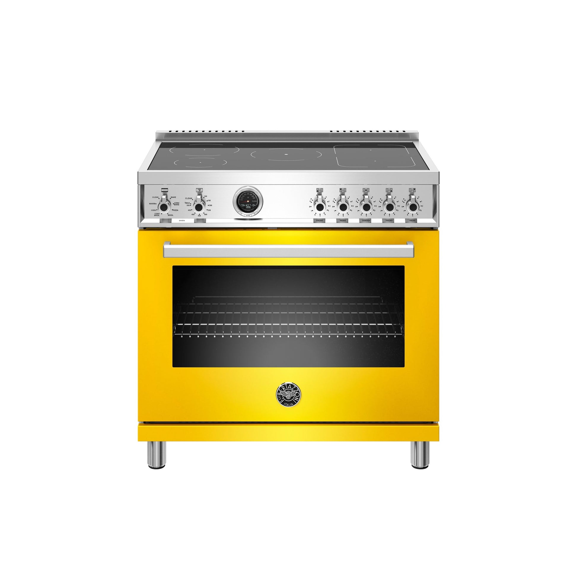 Bertazzoni Professional Series 36" 5 Heating Zones Giallo Freestanding Induction Range With 5.7 Cu.Ft. Electric Self-Clean Oven