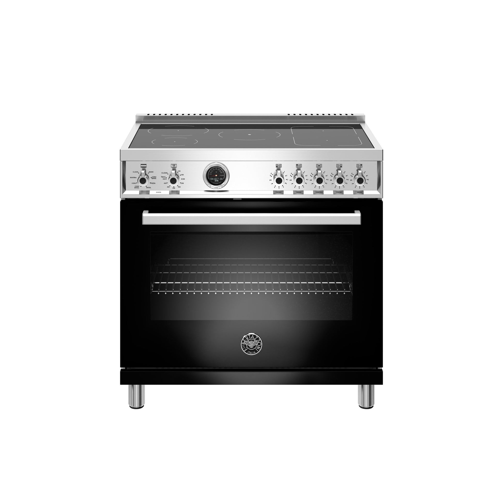 Bertazzoni Professional Series 36" 5 Heating Zones Nero Freestanding Induction Range With 5.7 Cu.Ft. Electric Self-Clean Oven