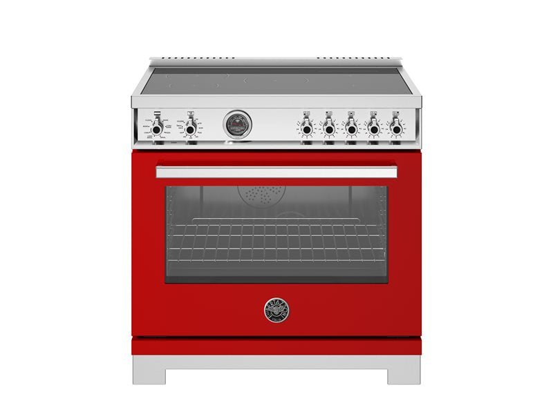 Bertazzoni Professional Series 36" 5 Heating Zones Rosso Freestanding Induction Range With 5.7 Cu.Ft. Electric Self-Clean Oven and Cast Iron Griddle