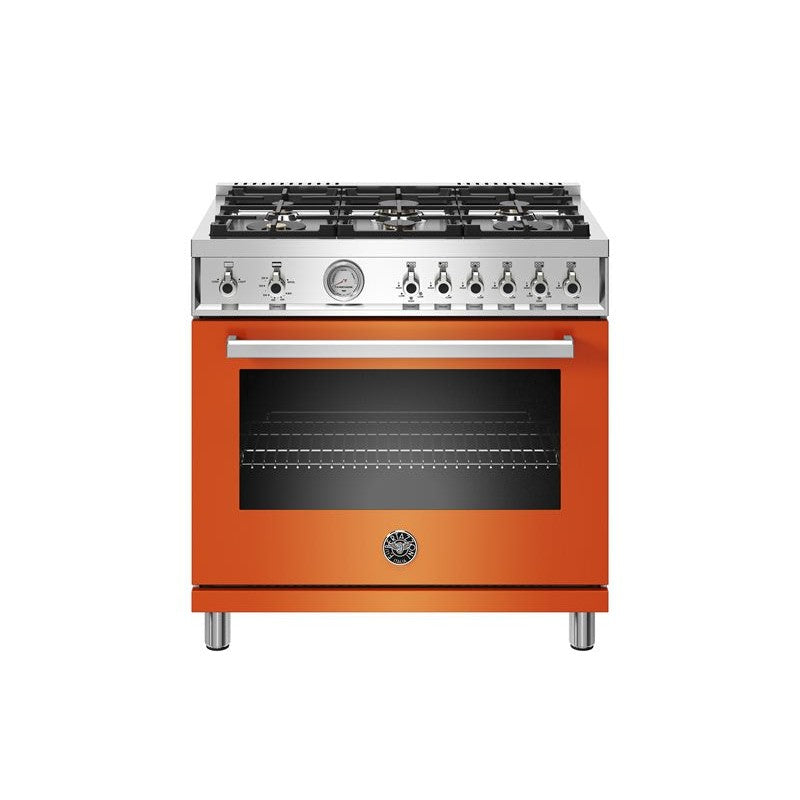 Bertazzoni Professional Series 36" 6 Brass Burners Arancio Freestanding All Gas Range With 5.9 Cu.Ft. Oven