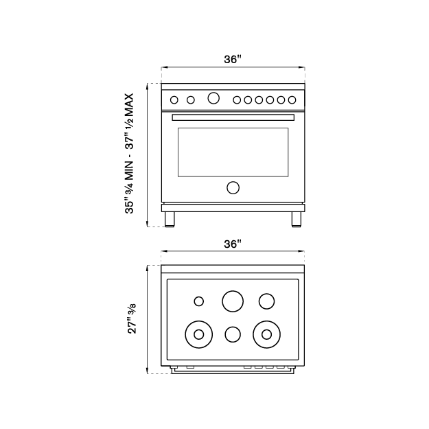 Bertazzoni Professional Series 36" 6 Brass Burners Arancio Freestanding Dual Fuel Range With 5.7 Cu.Ft. Electric Self-Clean Oven