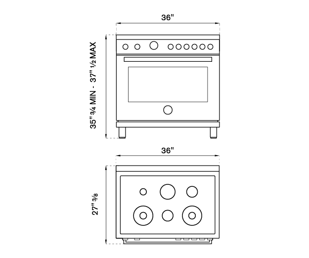 Bertazzoni Professional Series 36" 6 Brass Burners Arancio Freestanding Propane Gas Range With 5.7 Cu.Ft. Electric Self-Clean Oven