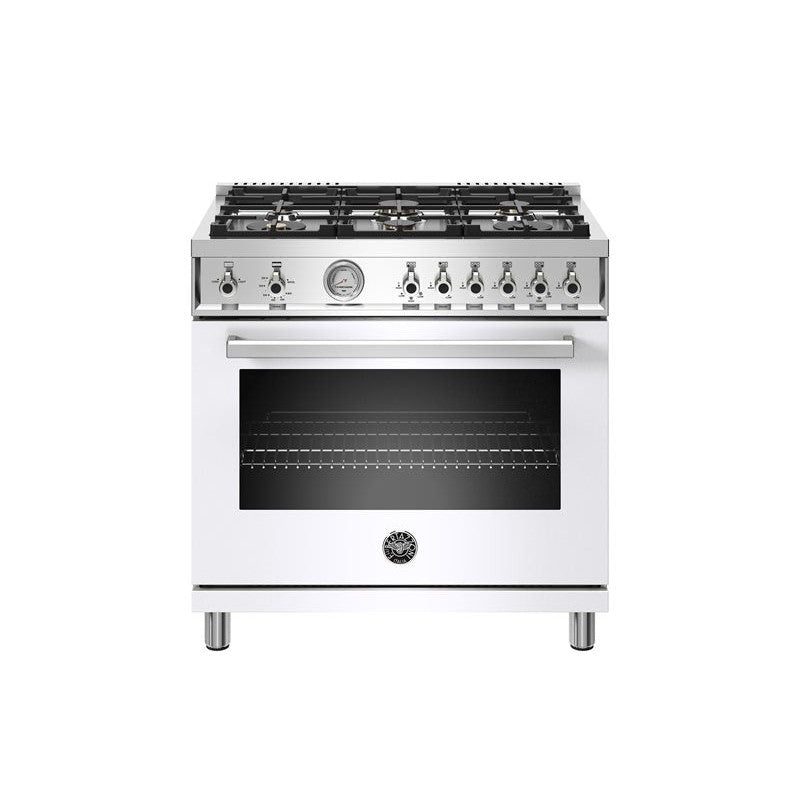 Bertazzoni Professional Series 36" 6 Brass Burners Bianco Freestanding All Gas Range With 5.9 Cu.Ft. Oven