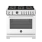 Bertazzoni Professional Series 36" 6 Brass Burners Bianco Freestanding All Gas Range With Cast Iron Griddle and 5.9 Cu.Ft. Gas Oven