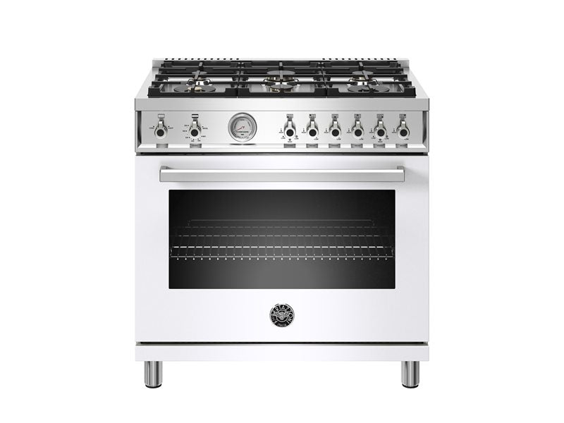 Bertazzoni Professional Series 36" 6 Brass Burners Bianco Freestanding Propane Gas Range With 5.9 Cu.Ft. Oven