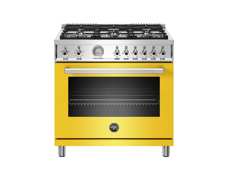 Bertazzoni Professional Series 36" 6 Brass Burners Giallo Freestanding Propane Gas Range With 5.9 Cu.Ft. Oven