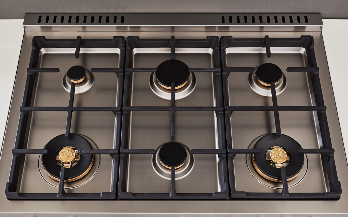 Bertazzoni Professional Series 36" 6 Brass Burners Nero Freestanding All Gas Range With Cast Iron Griddle and 5.9 Cu.Ft. Gas Oven