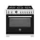 Bertazzoni Professional Series 36" 6 Brass Burners Nero Freestanding Dual Fuel Range With Cast Iron Griddle and 5.7 Cu.Ft. Electric Self-Clean Oven