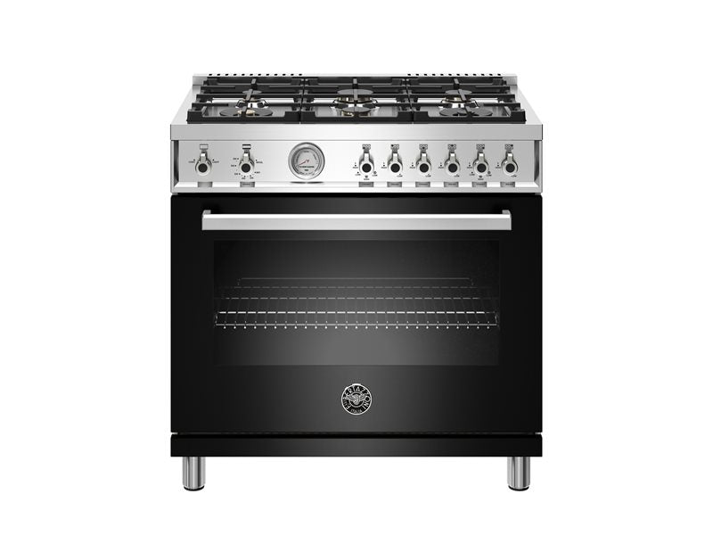 Bertazzoni Professional Series 36" 6 Brass Burners Nero Freestanding Propane Gas Range With 5.9 Cu.Ft. Oven