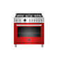 Bertazzoni Professional Series 36" 6 Brass Burners Rosso Freestanding Dual Fuel Range With 5.7 Cu.Ft. Electric Self-Clean Oven
