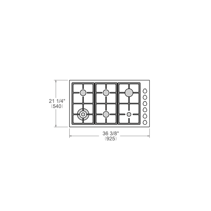 Bertazzoni Professional Series 36" 6 Brass Burners Stainless Steel Drop-in Gas Cooktop