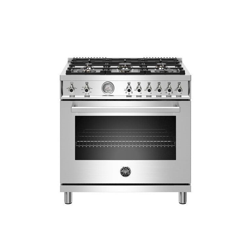 Bertazzoni Professional Series 36" 6 Brass Burners Stainless Steel Freestanding All Gas Range With 5.9 Cu.Ft. Oven