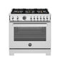 Bertazzoni Professional Series 36" 6 Brass Burners Stainless Steel Freestanding Propane Gas Range With Cast Iron Griddle and 5.9 Cu.Ft. Gas Oven