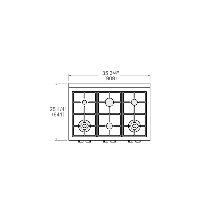 Bertazzoni Professional Series 36" 6 Brass Burners Stainless Steel Gas Rangetop