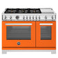 Bertazzoni Professional Series 48" 6 Brass Burners Arancio Freestanding Dual Fuel Range With 7 Cu.Ft. Electric Self-Clean Oven and Electric Griddle