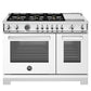 Bertazzoni Professional Series 48" 6 Brass Burners Bianco Freestanding Dual Fuel Range With 7 Cu.Ft. Electric Self-Clean Oven and Electric Griddle