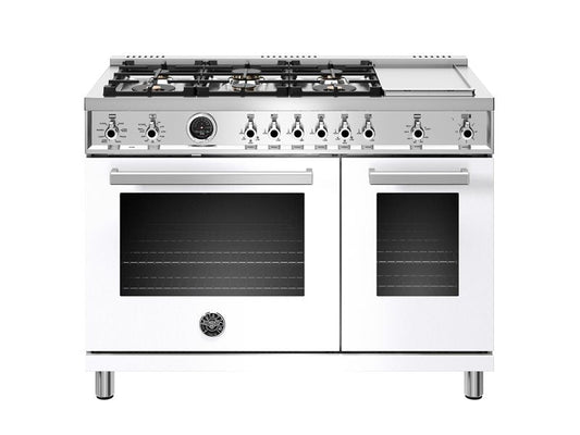 Bertazzoni Professional Series 48" 6 Brass Burners Bianco Freestanding Propane Gas Range With 7 Cu.Ft. Electric Self-Clean Oven and Griddle