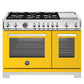 Bertazzoni Professional Series 48" 6 Brass Burners Giallo Freestanding Propane Gas Range With 7 Cu.Ft. Electric Self-Clean Oven and Electric Griddle