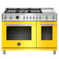 Bertazzoni Professional Series 48" 6 Brass Burners Giallo Freestanding Propane Gas Range With 7 Cu.Ft. Electric Self-Clean Oven and Griddle