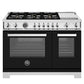Bertazzoni Professional Series 48" 6 Brass Burners Nero Freestanding Dual Fuel Range With 7 Cu.Ft. Electric Self-Clean Oven and Electric Griddle