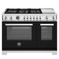 Bertazzoni Professional Series 48" 6 Brass Burners Nero Freestanding Propane Gas Range With 7 Cu.Ft. Electric Self-Clean Oven and Electric Griddle