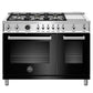 Bertazzoni Professional Series 48" 6 Brass Burners Nero Freestanding Propane Gas Range With 7 Cu.Ft. Electric Self-Clean Oven and Griddle