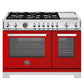 Bertazzoni Professional Series 48" 6 Brass Burners Rosso Freestanding Dual Fuel Range With 7 Cu.Ft. Electric Self-Clean Oven and Electric Griddle