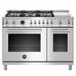 Bertazzoni Professional Series 48" 6 Brass Burners Stainless Steel Freestanding Propane Gas Range With 7 Cu.Ft. Electric Self-Clean Oven and Griddle