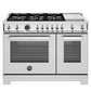 Bertazzoni Professional Series 48" 6 Brass Burners Stainless Steel Freestanding Propane Gas Range With 7.1 Cu.Ft. Double Gas Oven and Electric Griddle